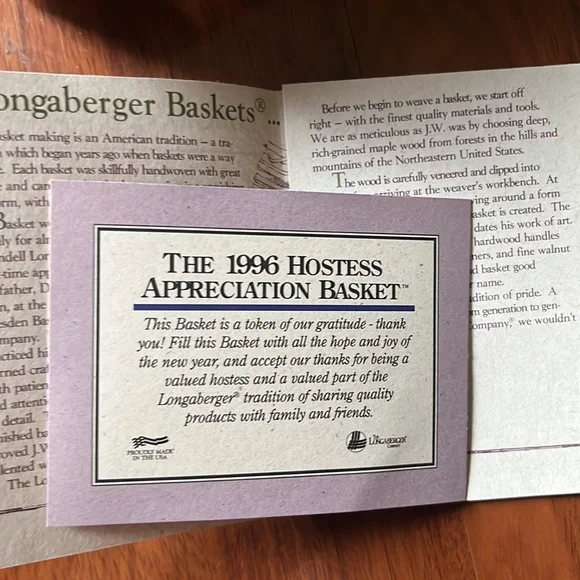 Longaberger 1996 hostess appreciation basket - Picture 5 of 7